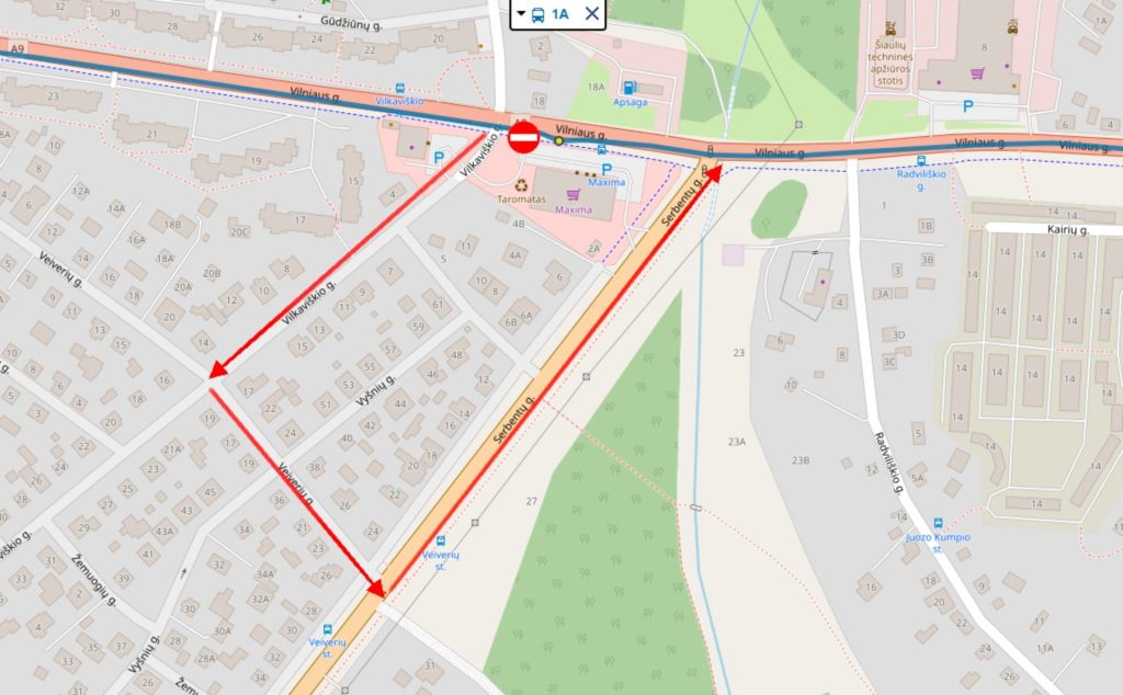 Vilniaus g. uždaroma viena juosta